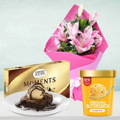 Sending artistic bouquet of orchids with ferrero rocher chocolate box to  Delhi, Same Day Delivery - DelhiOnlineFlorists